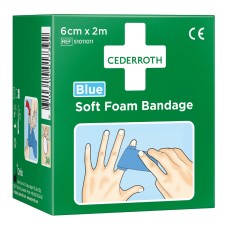 Soft foam bandage blue, 6cm x 2mtr